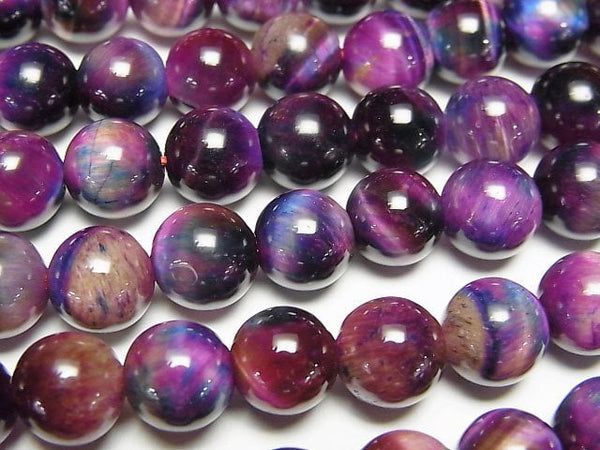 [Video] Mixed color Tiger's Eye AA++ Round 8mm 1strand beads (aprx.14inch/35cm)