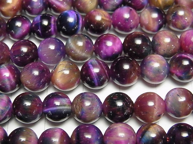 [Video] Mixed color Tiger's Eye AA++ Round 8mm 1strand beads (aprx.14inch/35cm)