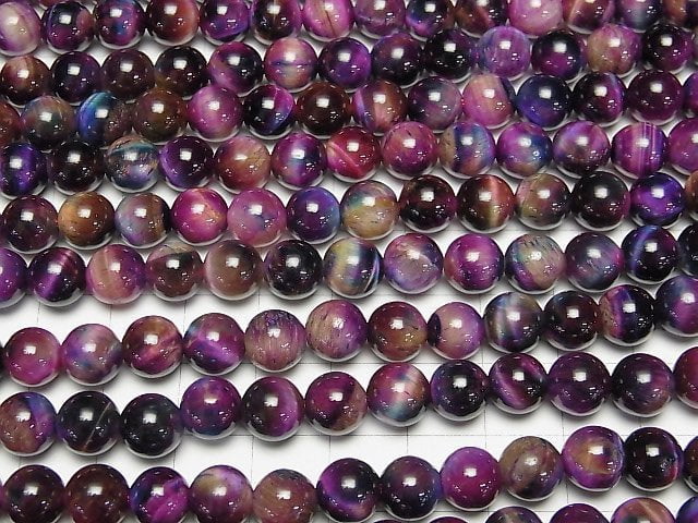 [Video] Mixed color Tiger's Eye AA++ Round 8mm 1strand beads (aprx.14inch/35cm)