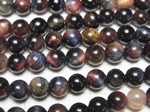 [Video] Mixed color Tiger's Eye AA++ Round 6mm 1strand beads (aprx.14inch/35cm)