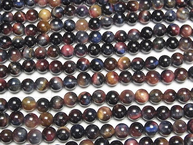 [Video] Mixed color Tiger's Eye AA++ Round 6mm 1strand beads (aprx.14inch/35cm)