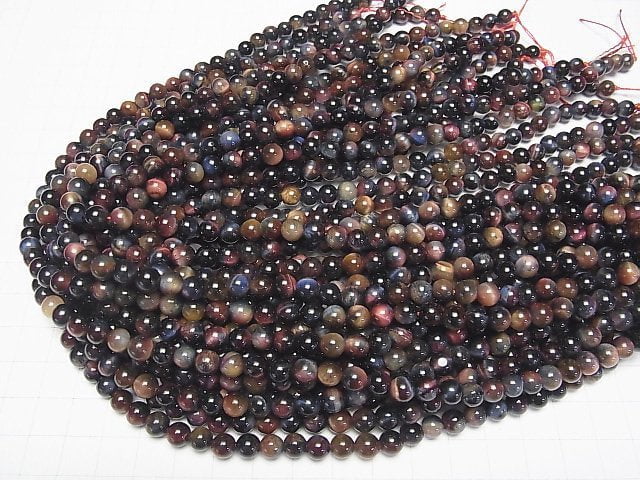 [Video] Mixed color Tiger's Eye AA++ Round 6mm 1strand beads (aprx.14inch/35cm)