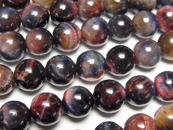 [Video] Mixed color Tiger's Eye AA++ Round 8mm 1strand beads (aprx.14inch/35cm)