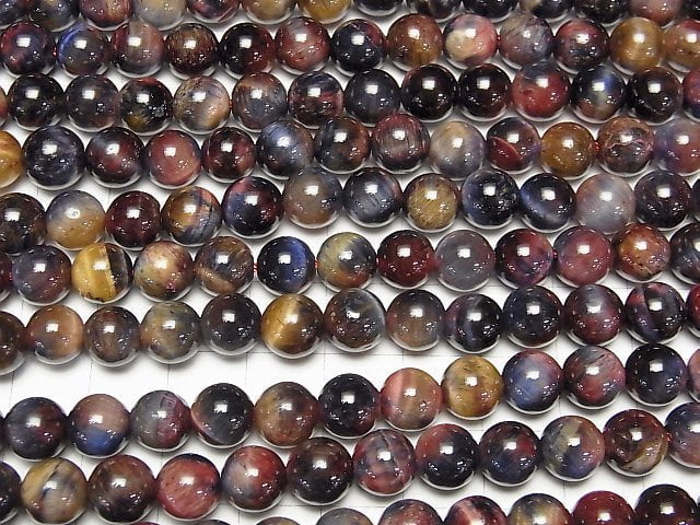 [Video] Mixed color Tiger's Eye AA++ Round 8mm 1strand beads (aprx.14inch/35cm)