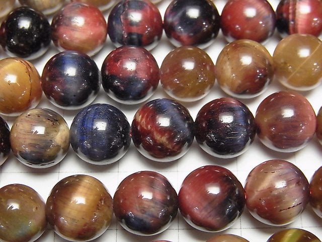 [Video] Mixed color Tiger's Eye AA++ Round 10mm 1strand beads (aprx.15inch/36cm)
