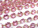 [Video]High Quality Pink Topaz AAA- Round Faceted 6x6mm [Double Hole] 1strand (13pcs)