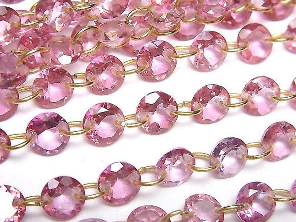 [Video]High Quality Pink Topaz AAA- Round Faceted 6x6mm [Double Hole] 1strand (13pcs)