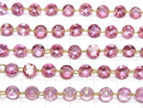 [Video]High Quality Pink Topaz AAA- Round Faceted 6x6mm [Double Hole] 1strand (13pcs)