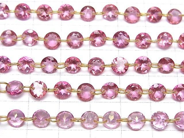 [Video]High Quality Pink Topaz AAA- Round Faceted 6x6mm [Double Hole] 1strand (13pcs)