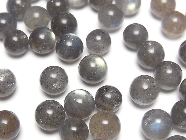 [Video]High Quality Labradorite AAA Half Drilled Hole Round 8mm 3pcs