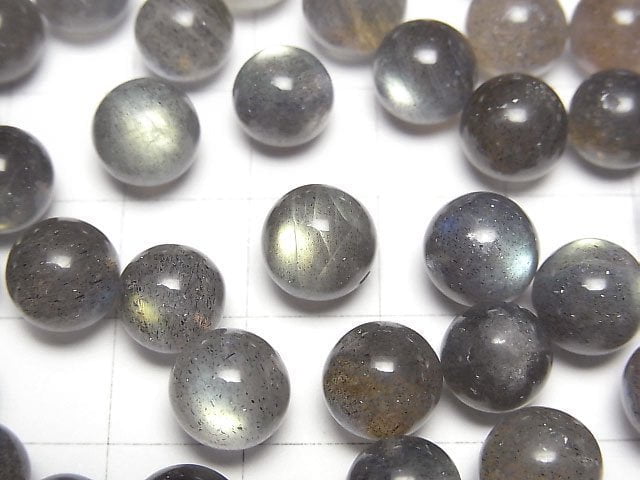 [Video]High Quality Labradorite AAA Half Drilled Hole Round 8mm 3pcs