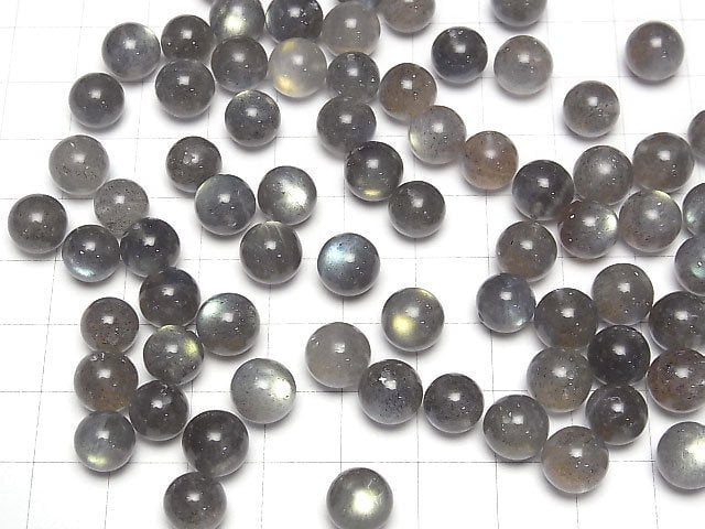 [Video]High Quality Labradorite AAA Half Drilled Hole Round 8mm 3pcs