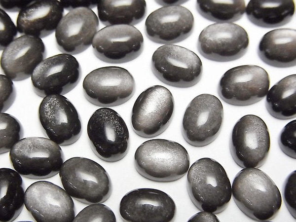 [Video] Silver Obsidian AAA Oval Cabochon 8x6mm 5pcs