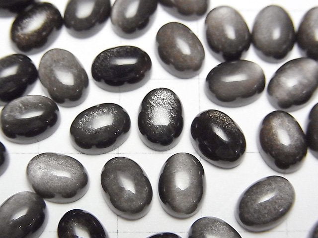 [Video] Silver Obsidian AAA Oval Cabochon 8x6mm 5pcs