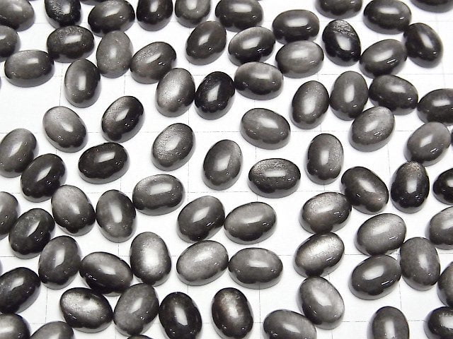 [Video] Silver Obsidian AAA Oval Cabochon 8x6mm 5pcs