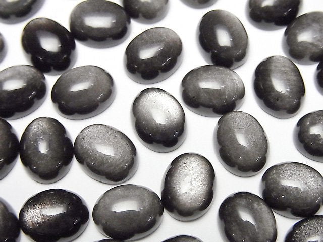 [Video] Silver Obsidian AAA Oval Cabochon 10x8mm 4pcs