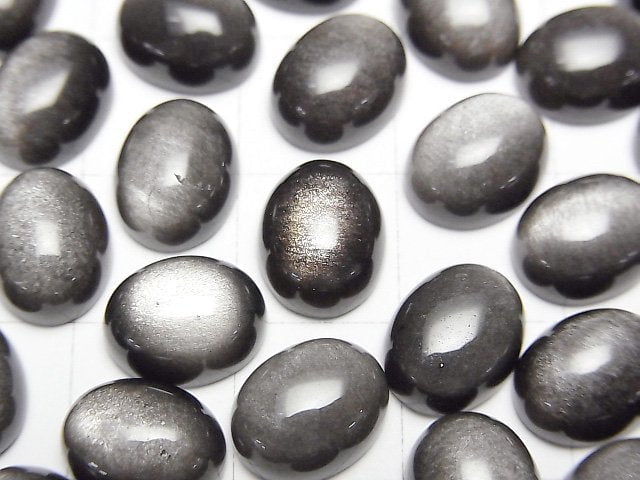 [Video] Silver Obsidian AAA Oval Cabochon 10x8mm 4pcs