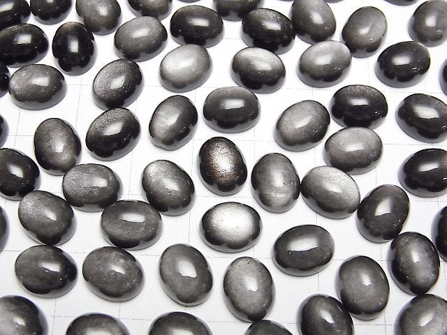 [Video] Silver Obsidian AAA Oval Cabochon 10x8mm 4pcs