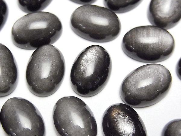 [Video] Silver Obsidian AAA Oval Cabochon 14x10mm 3pcs