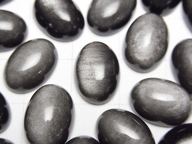 [Video] Silver Obsidian AAA Oval Cabochon 14x10mm 3pcs