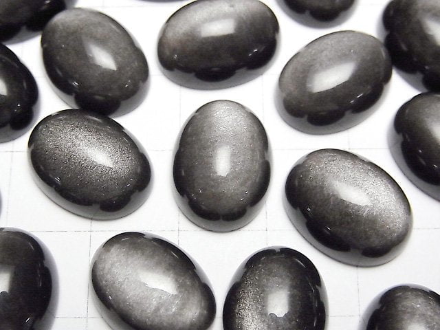 [Video] Silver Obsidian AAA Oval Cabochon 16x12mm 2pcs