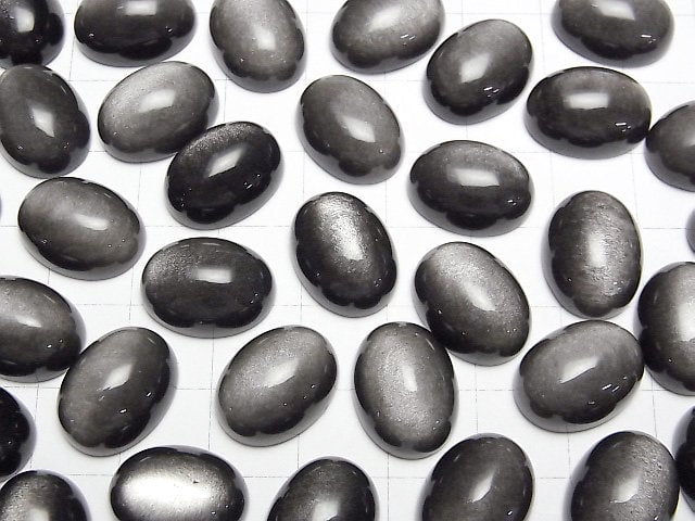 [Video] Silver Obsidian AAA Oval Cabochon 16x12mm 2pcs