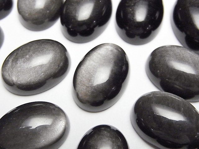 [Video] Silver Obsidian AAA Oval Cabochon 18x13mm 2pcs