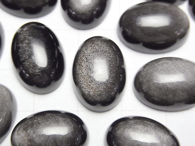 [Video] Silver Obsidian AAA Oval Cabochon 18x13mm 2pcs