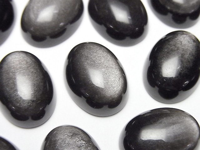 [Video] Silver Obsidian AAA Oval Cabochon 20x15mm 2pcs