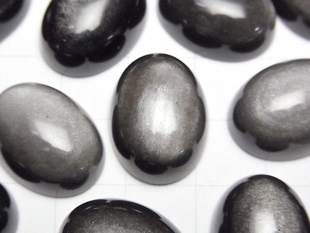 [Video] Silver Obsidian AAA Oval Cabochon 20x15mm 2pcs