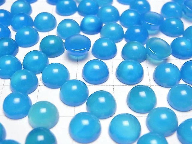 [Video] Light Blue Chalcedony AAA Round Cabochon 8x8mm 5pcs