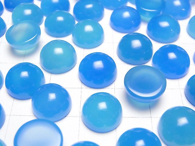 [Video] Light Blue Chalcedony AAA Round Cabochon 12x12mm 4pcs