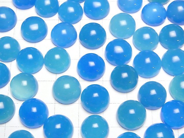 [Video] Light Blue Chalcedony AAA Round Cabochon 12x12mm 4pcs