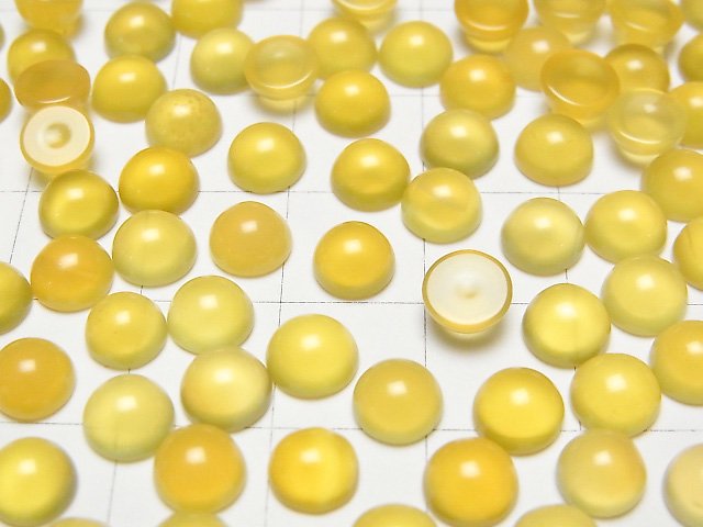 [Video] Yellow Chalcedony AAA Round Cabochon 6x6mm 5pcs