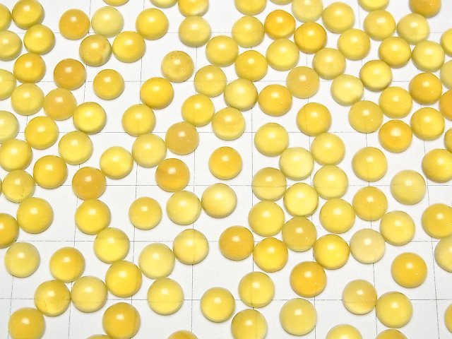 [Video] Yellow Chalcedony AAA Round Cabochon 6x6mm 5pcs