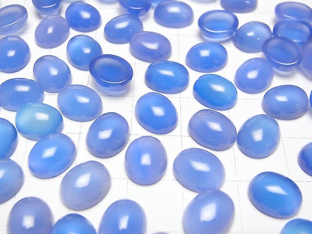 [Video] Blue Chalcedony AAA Oval Cabochon 10x8mm 5pcs