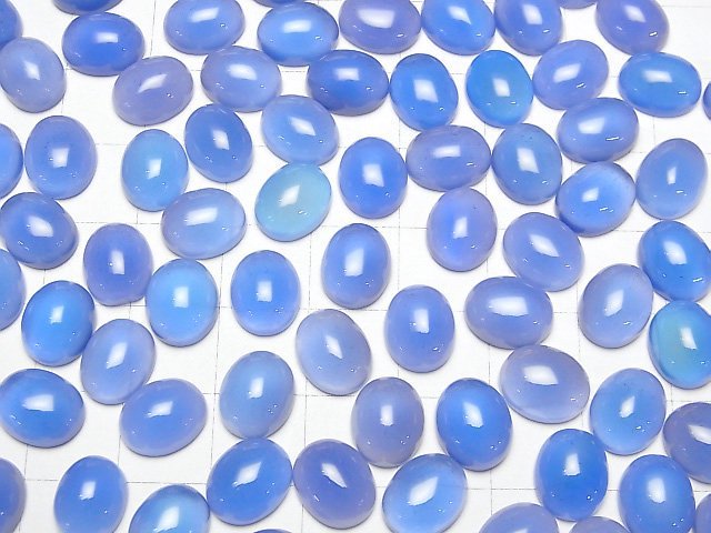 [Video] Blue Chalcedony AAA Oval Cabochon 10x8mm 5pcs