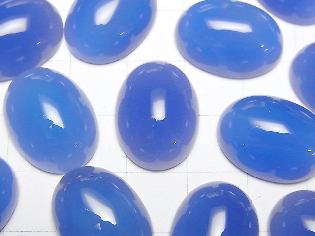 [Video] Blue Chalcedony AAA Oval Cabochon 20x15mm 2pcs