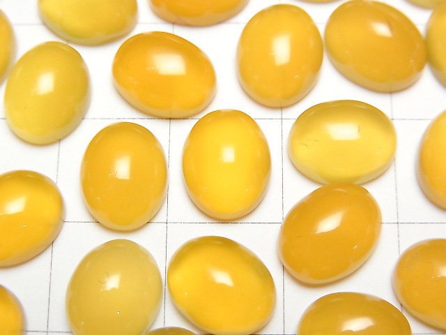 [Video] Yellow Chalcedony AAA Oval Cabochon 10x8mm 5pcs