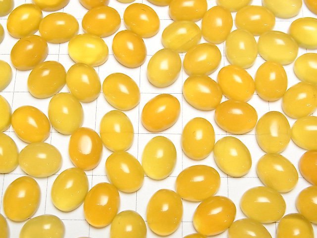 [Video] Yellow Chalcedony AAA Oval Cabochon 10x8mm 5pcs