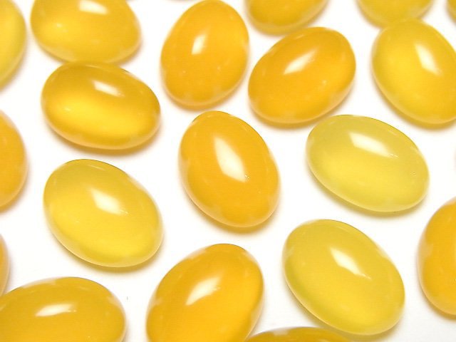 [Video] Yellow Chalcedony AAA Oval Cabochon 14x10mm 4pcs