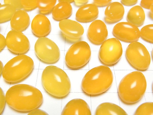 [Video] Yellow Chalcedony AAA Oval Cabochon 14x10mm 4pcs