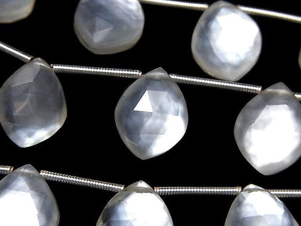 [Video] White Shell x Crystal AAA - Deformed Faceted Marquise 14x11mm 1strand (5pcs)