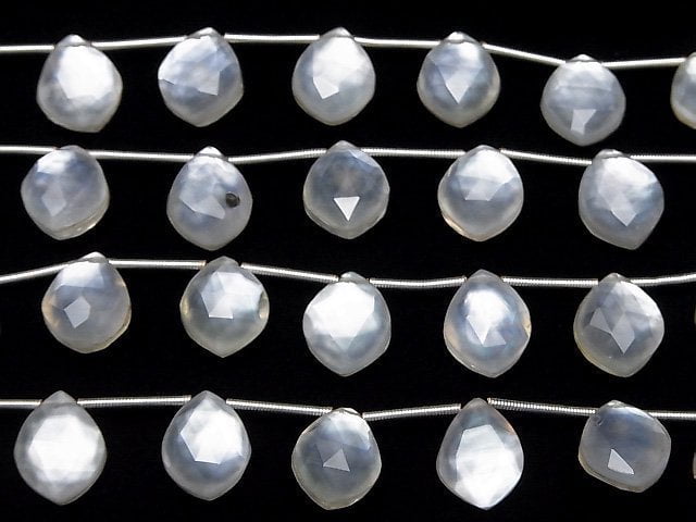 [Video] White Shell x Crystal AAA - Deformed Faceted Marquise 14x11mm 1strand (5pcs)