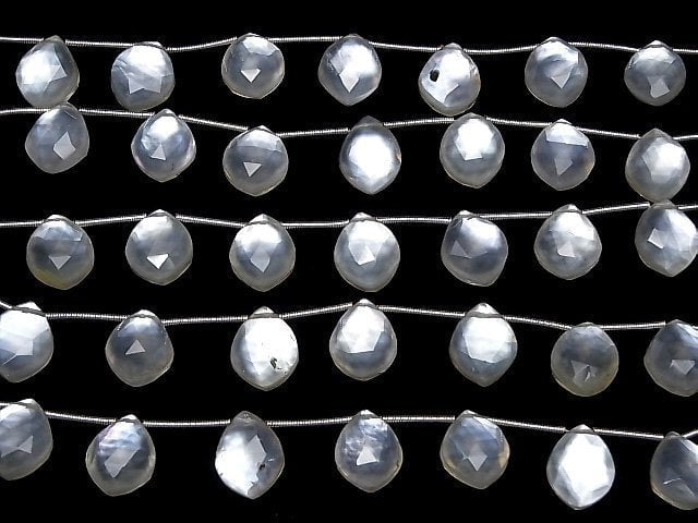 [Video] White Shell x Crystal AAA - Deformed Faceted Marquise 14x11mm 1strand (5pcs)