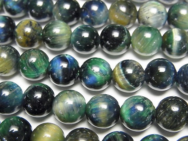 [Video] Mixed color Tiger's Eye AA++ Round 8mm 1strand beads (aprx.15inch/36cm)