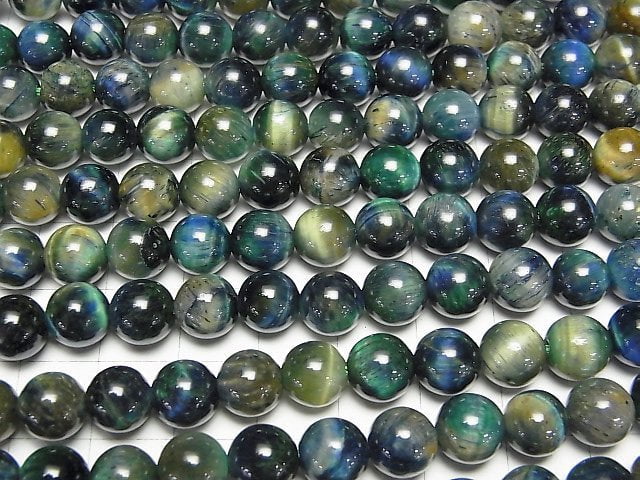 [Video] Mixed color Tiger's Eye AA++ Round 8mm 1strand beads (aprx.15inch/36cm)