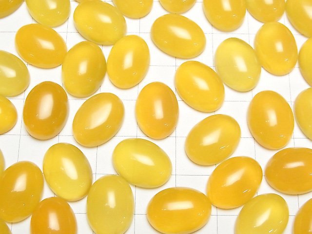 [Video] Yellow Chalcedony AAA Oval Cabochon 16x12mm 4pcs