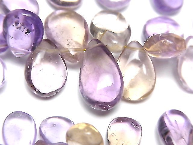 [Video]High Quality Amethyst xCitrine AA++ Pear shape (Smooth) half or 1strand beads (aprx.7inch/18cm)