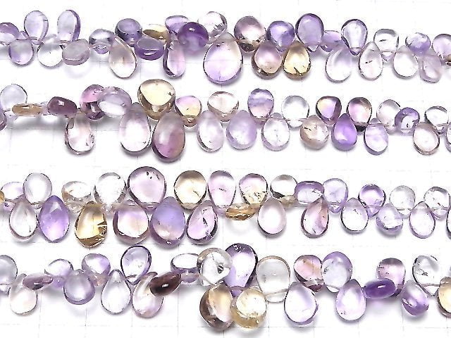 [Video]High Quality Amethyst xCitrine AA++ Pear shape (Smooth) half or 1strand beads (aprx.7inch/18cm)